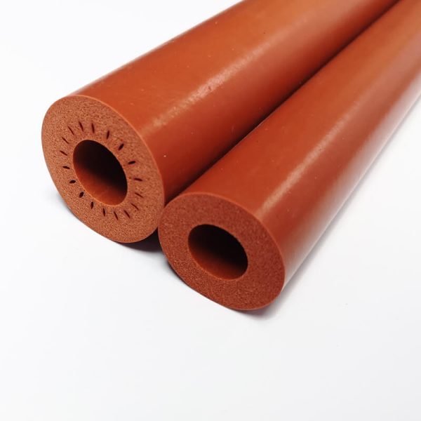 Red round hollow silicone foam hose strip for high-temperature sealing, by Tenchy