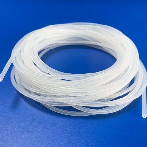 A coil of clear, flexible small diameter silicone tubing from Tenchy